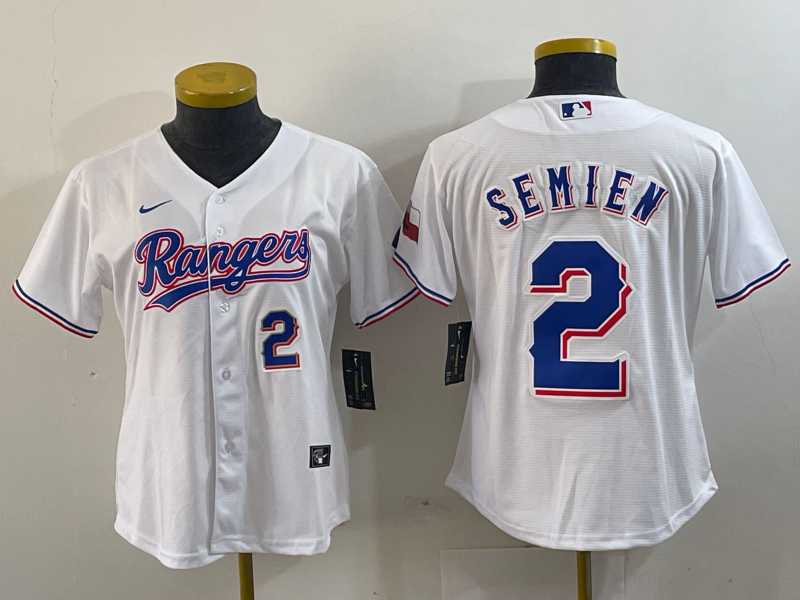Women%27s Texas Rangers #2 Marcus Semien Number White 2024 Gold Collection Limited Cool Base Jerseys->mlb womens jerseys->MLB Jersey